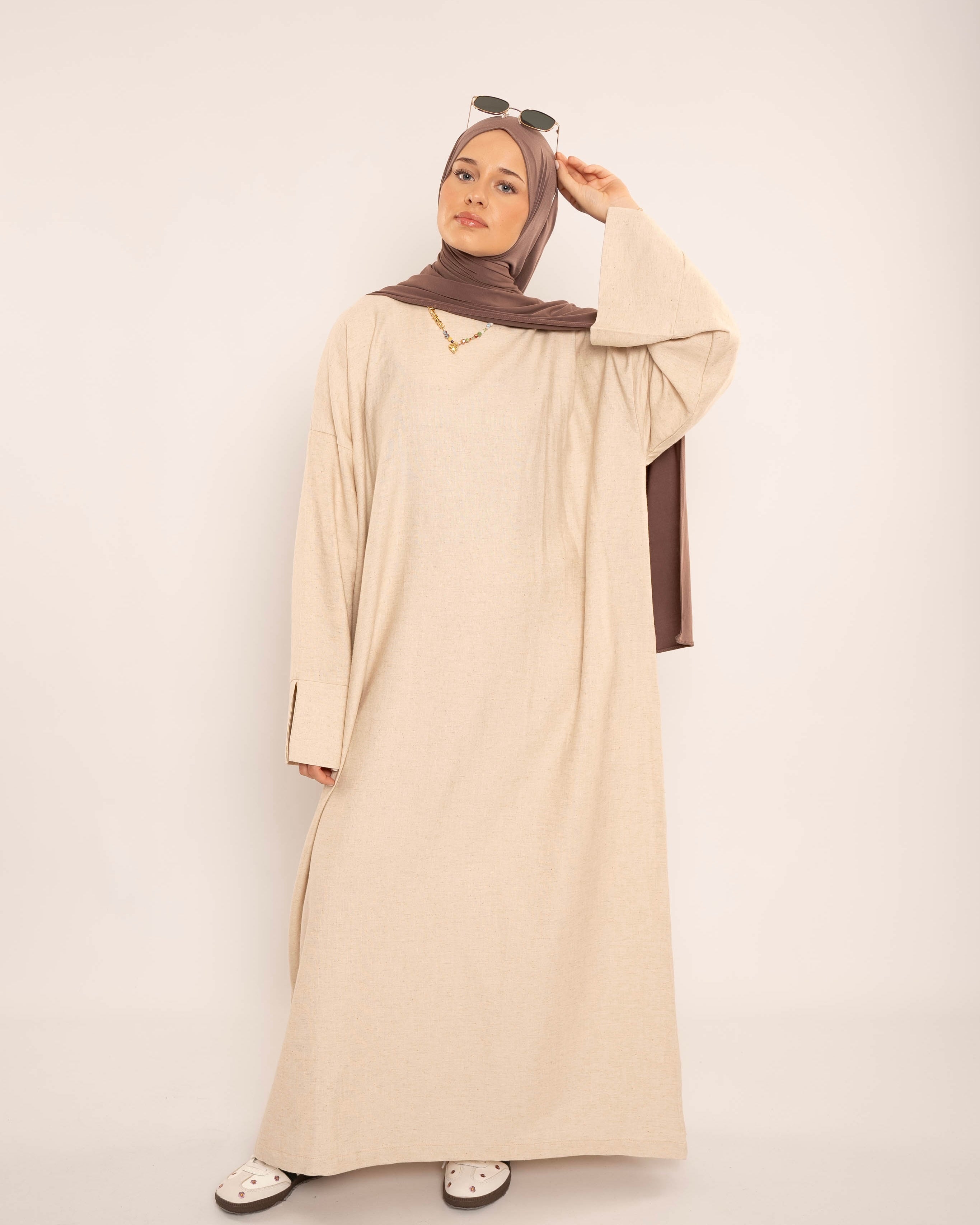 NAYLA LINEN ABAYA BEIGE