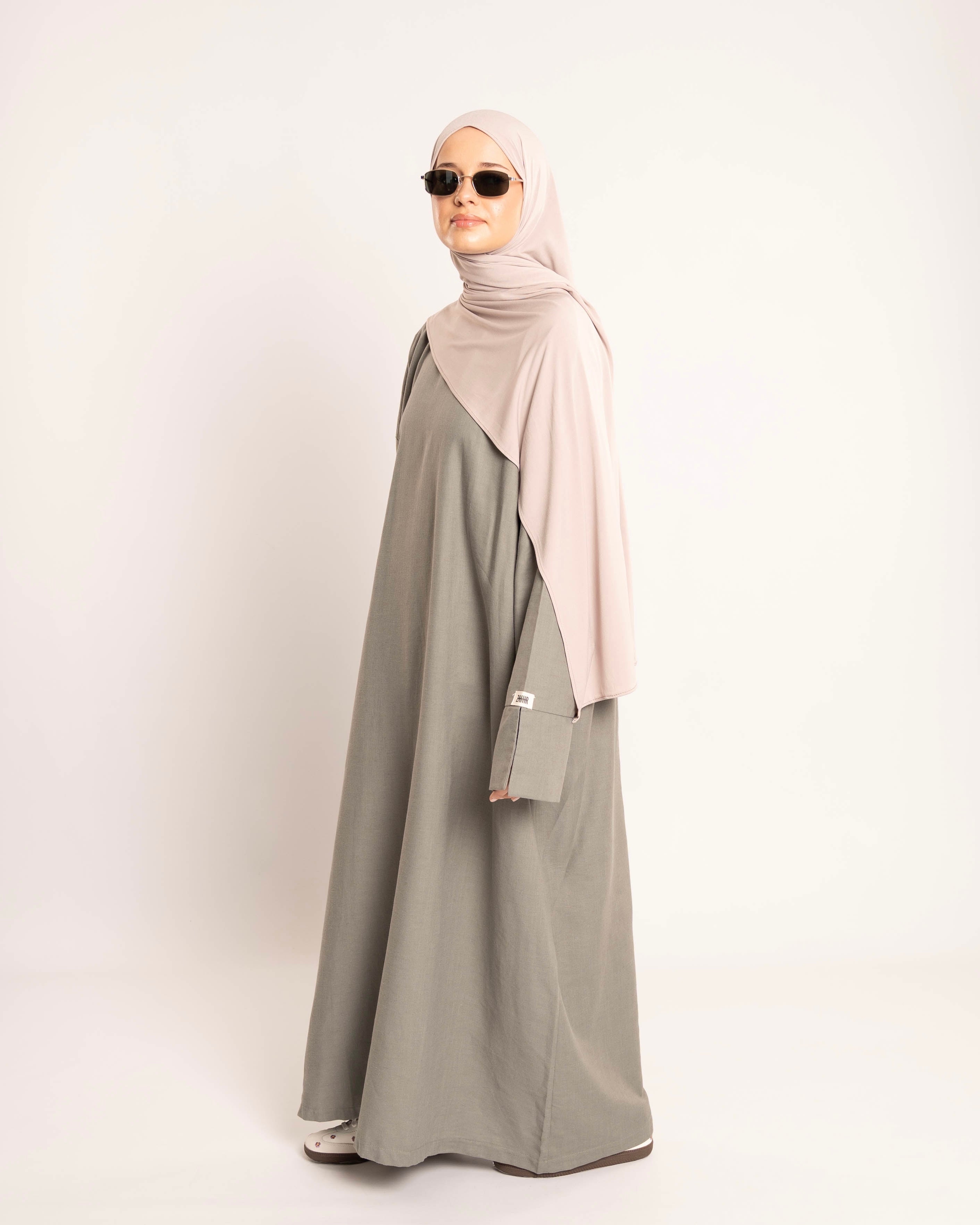 NAYLA LINEN ABAYA KHAKI