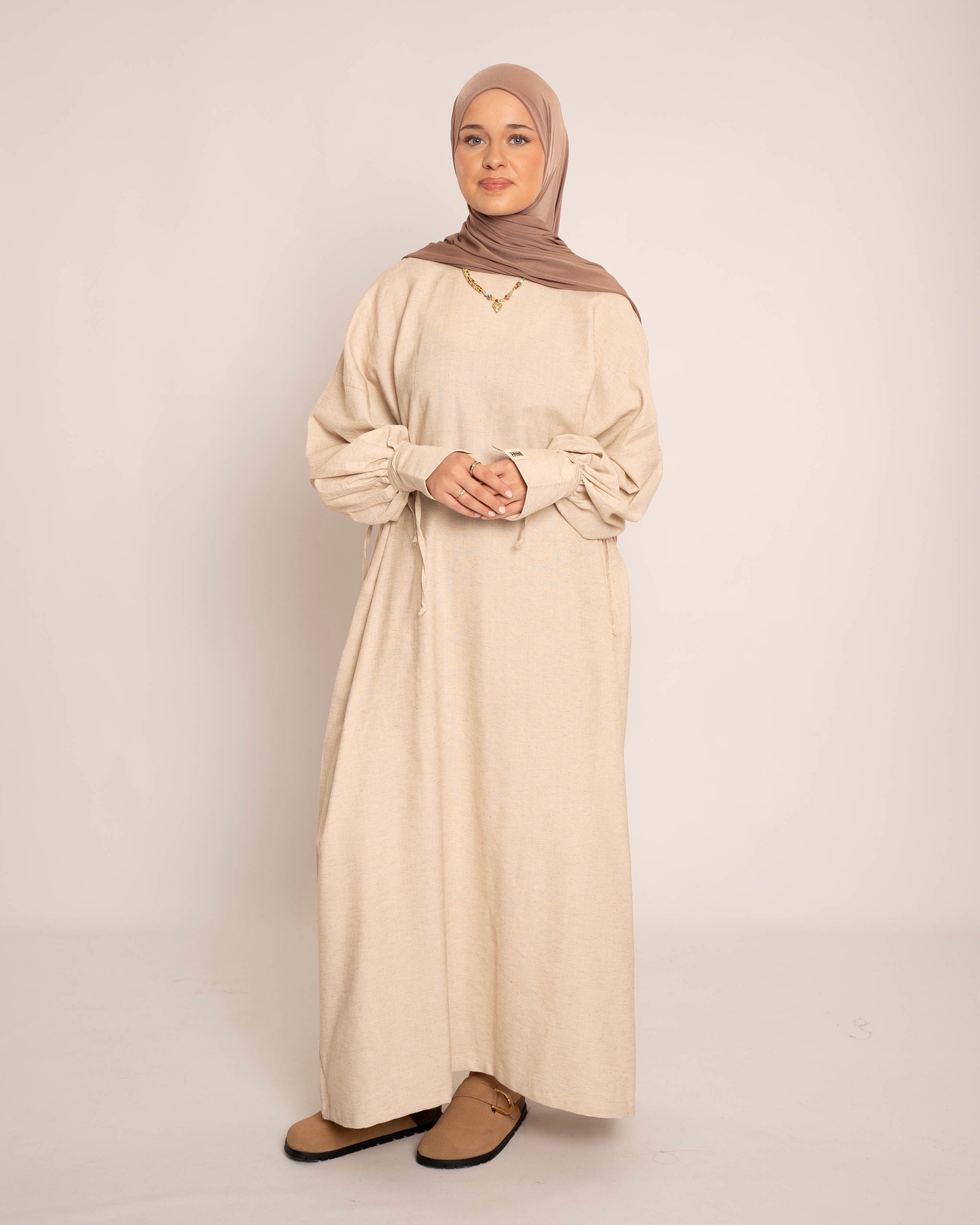 LIYANA LINEN DRESS BEIGE